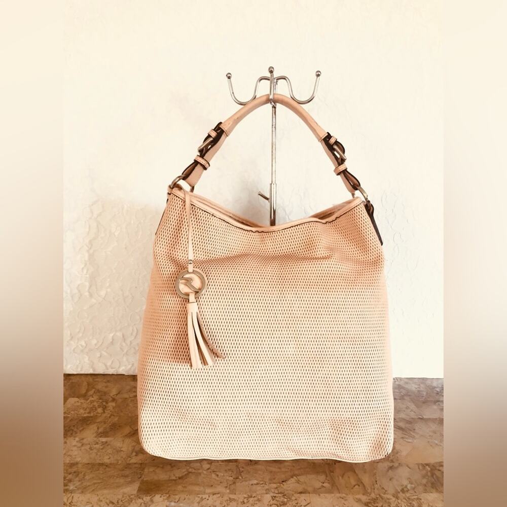 Varriale Pink Perforated diamond cut leather Hobo pink purse/shoulder bag